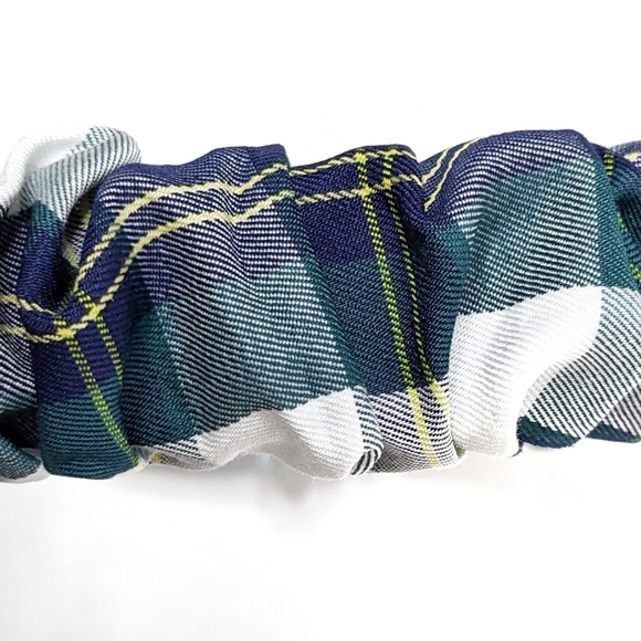 J. Crew Scrunchie Headband Plaid Ivory Navy Green - Picture 5 of 9